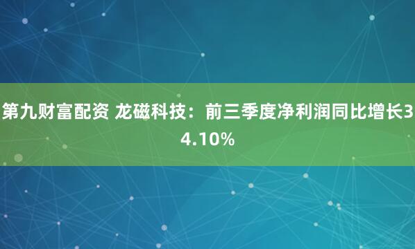 第九财富配资 龙磁科技：前三季度净利润同比增长34.10%